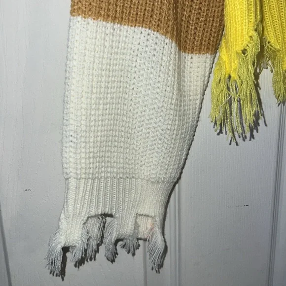 Shein Peach Blue Multi Color Frayed Stripe Sweater Top NWOT - Picture 8 of 11